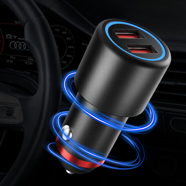 New Arrivals Car charger with LED 18W  Quick Adapter 2 USB Port  QC3.0 Car charging station charger - 图片 2