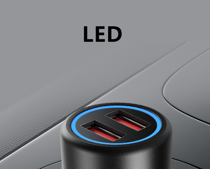 New Arrivals Car charger with LED 18W  Quick Adapter 2 USB Port  QC3.0 Car charging station charger