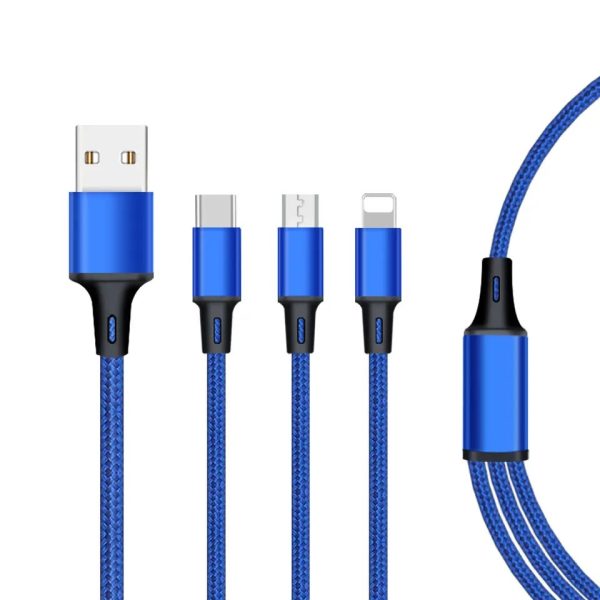 3 in 1 data cable Usb Type-C Cable Usb 2.0 Data Charging Cable for phone