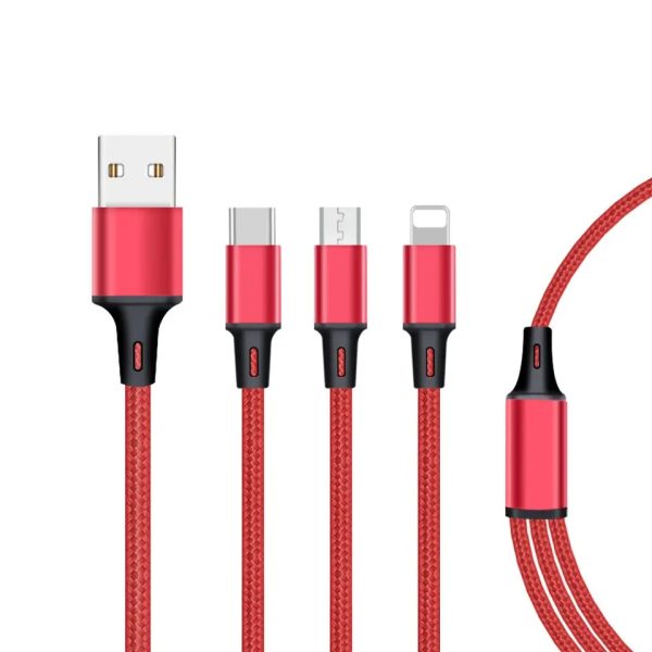 3 in 1 data cable Usb Type-C Cable Usb 2.0 Data Charging Cable for phone - 图片 4