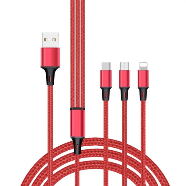 3 in 1 data cable Usb Type-C Cable Usb 2.0 Data Charging Cable for phone - 图片 5