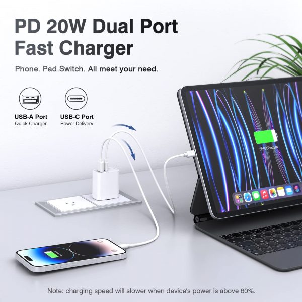 Wholesale OEM USB C Wall Charger Block 20W,  Dual Port PD Power Delivery Fast Type C Charging Block Plug Adapter - 图片 7