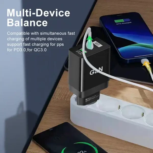 US/EU/UK 65W GaN Super Quick Charger QC3.0+USB C Fast Charger PD65W Gan charger Compatible for Laptop ipad iPhone Huawei Xiaomi - 图片 8