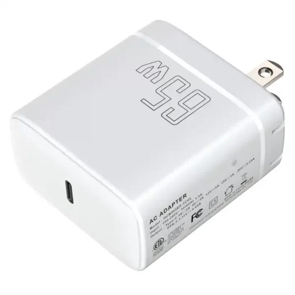 super fast charger 65w ac dc chargeur pd type c gan thin universal travel adapter 65w charger with ETL FCC for mobile and laptop - Image 2