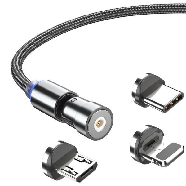 Magnetic Charging Cable  360 & 180 Rotation 3 in 1 Mobile Earphones Standard Stock - 图片 5