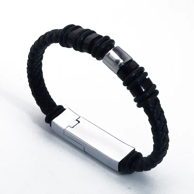 Braided Leather Data Cable Type-C Android Charging Sport Wristband USB Charger Bracelets