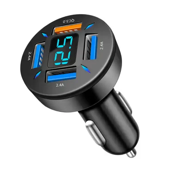 QC3.0 66W Car Charger Lighter Adapter 4-port USB A+USB C PD Fast Charging Phone Charger - 图片 3