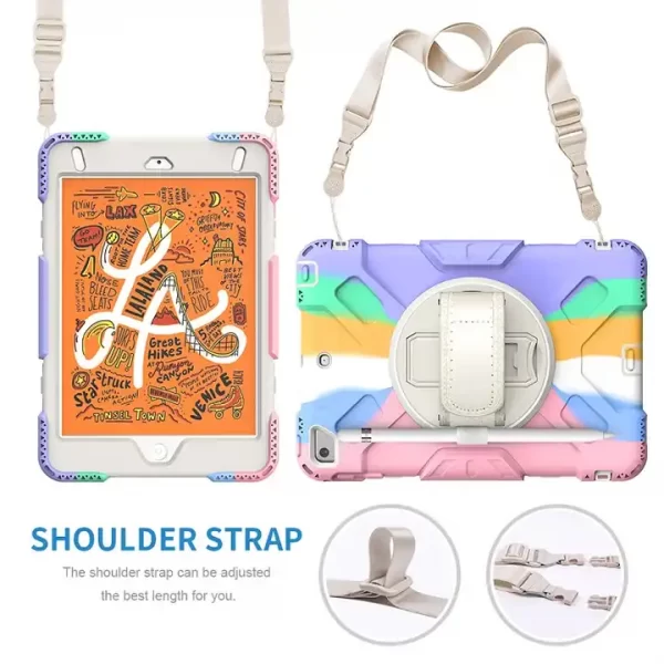 7.9 Inch Rainbow Shockproof Hand Strap Kickstand Tablet Cover For Ipad Mini 5 4 Case For Kids - 图片 5