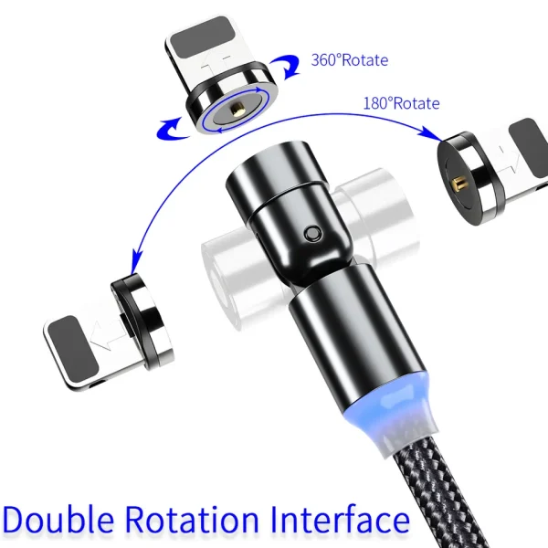 Magnetic Charging Cable  360 & 180 Rotation 3 in 1 Mobile Earphones Standard Stock - Image 6