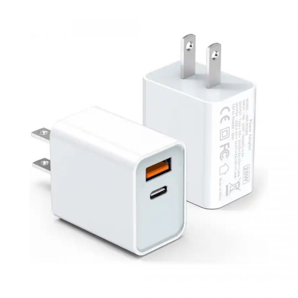 Wholesale OEM USB C Wall Charger Block 20W,  Dual Port PD Power Delivery Fast Type C Charging Block Plug Adapter