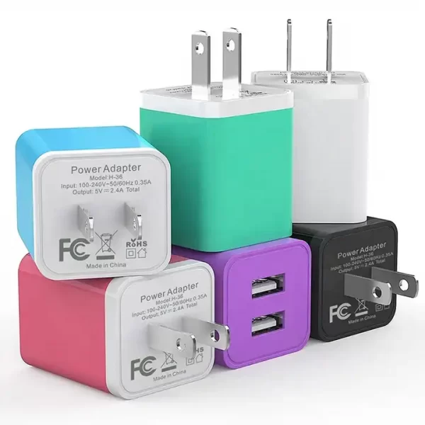 Fast Charging 5V 2.4A Dual USB Ports Mini Adapter US Plug Wall Charger - Image 2