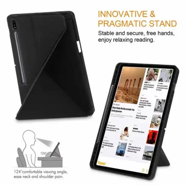 [ case for samsung tab s7 ] TPU soft leather 11 inch tablet case cover for samsung s7 tab cover with pen slot - 图片 3