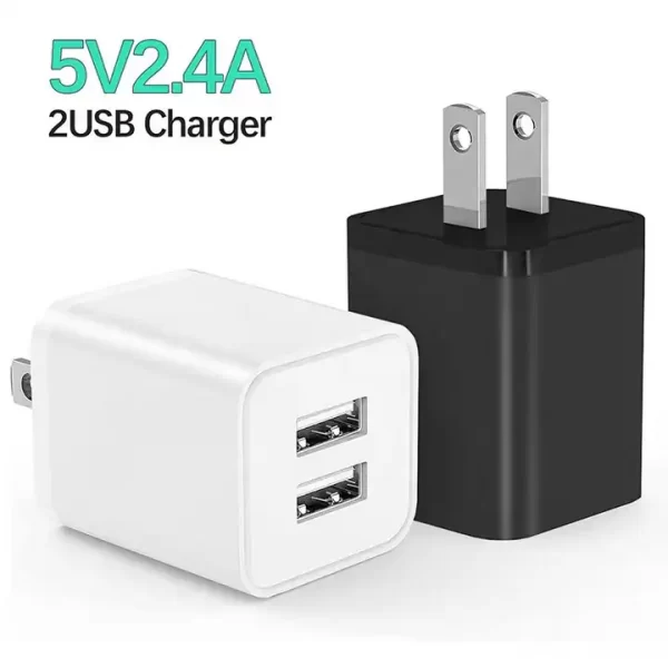 Fast Charging 5V 2.4A Dual USB Ports Mini Adapter US Plug Wall Charger - 图片 5