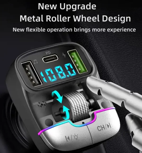 Dual USB Qc PD FM Modulator Audio Adapter Car Charger Cigarette lighter 3d Car Mp3 Player fm transmitter bluetooth 5.3 for car - Image 6