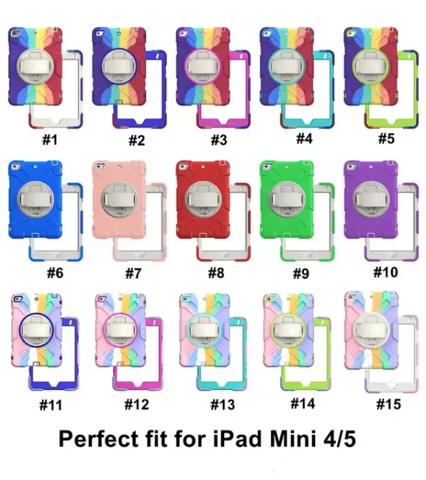 7.9 Inch Rainbow Shockproof Hand Strap Kickstand Tablet Cover For Ipad Mini 5 4 Case For Kids - 图片 7