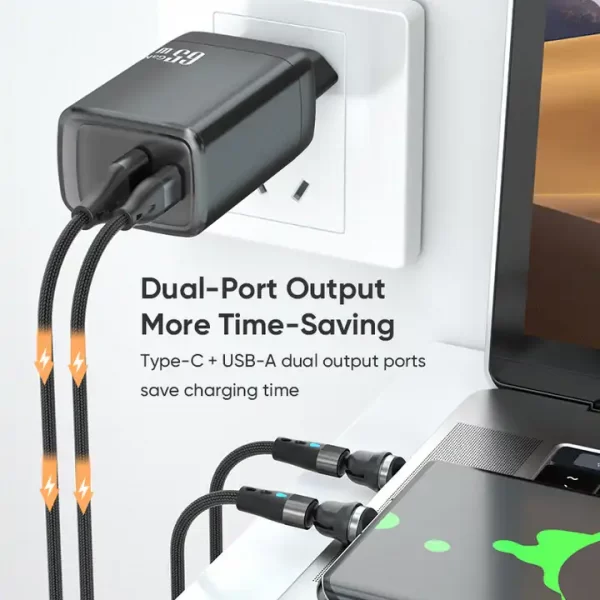 Dual Port 65W GaN Charger Cell Phone Laptop Charger Black/White Super Fast Charging Power Plug EU/UK/US Free LOGO OEM - 图片 6