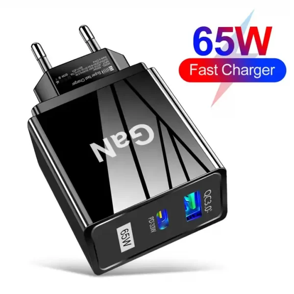 US/EU/UK 65W GaN Super Quick Charger QC3.0+USB C Fast Charger PD65W Gan charger Compatible for Laptop ipad iPhone Huawei Xiaomi - 图片 11