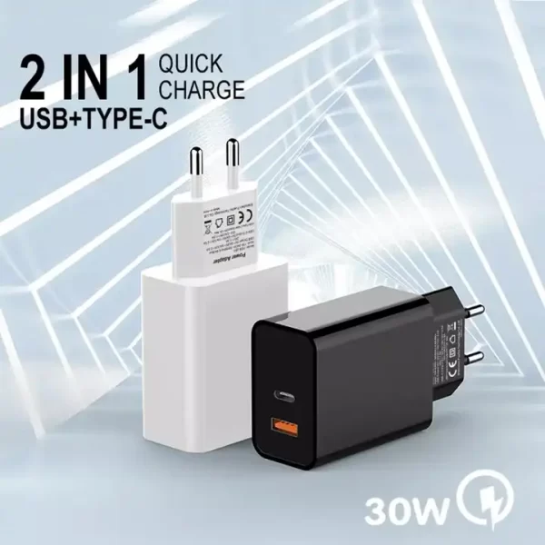 wholesale  oem odm Fast Charging 30W PD+QC3.0 USB A Dual Port Wall Charger Block - 图片 6