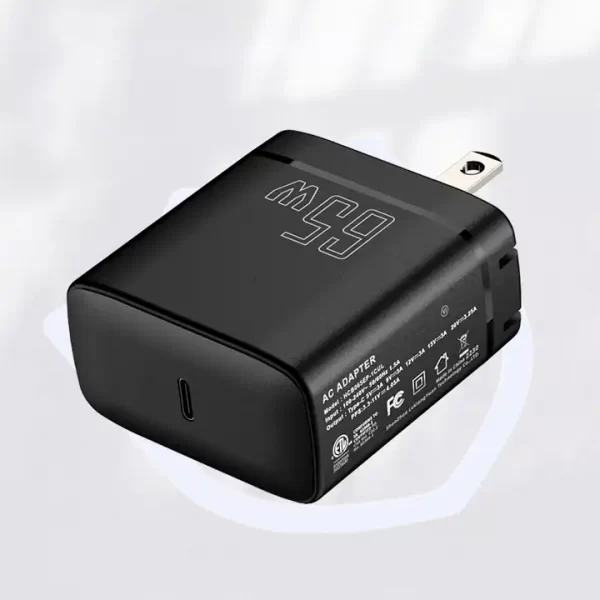 super fast charger 65w ac dc chargeur pd type c gan thin universal travel adapter 65w charger with ETL FCC for mobile and laptop - 图片 6