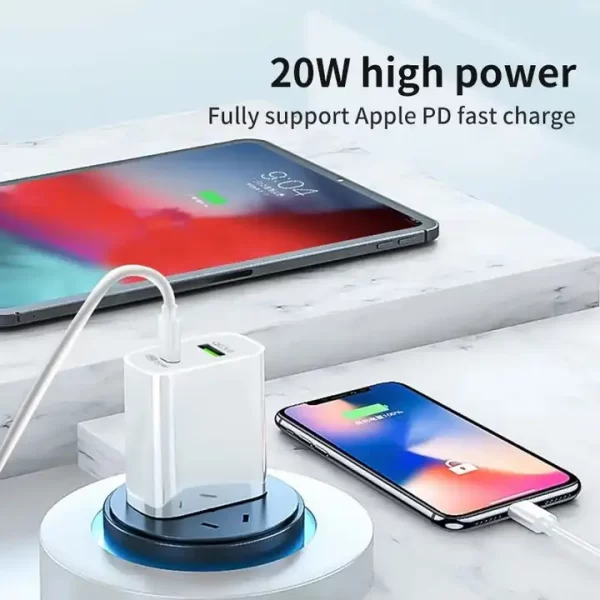 Wholesale 20W Travel Super Fast Charger Type C Power Adapter Brick QC3.0 18W Dual Port Multi Phone Charger Cable 20w Pd Charger - 图片 8