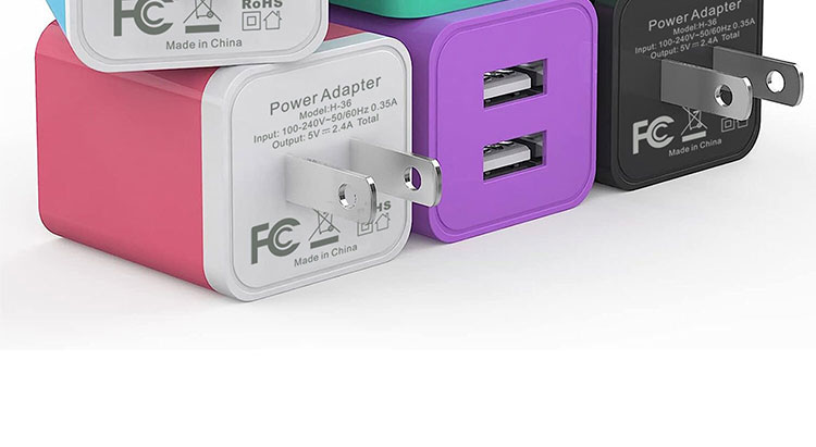 Fast Charging 5V 2.4A Dual USB Ports Mini Adapter US Plug Wall Charger for Phone