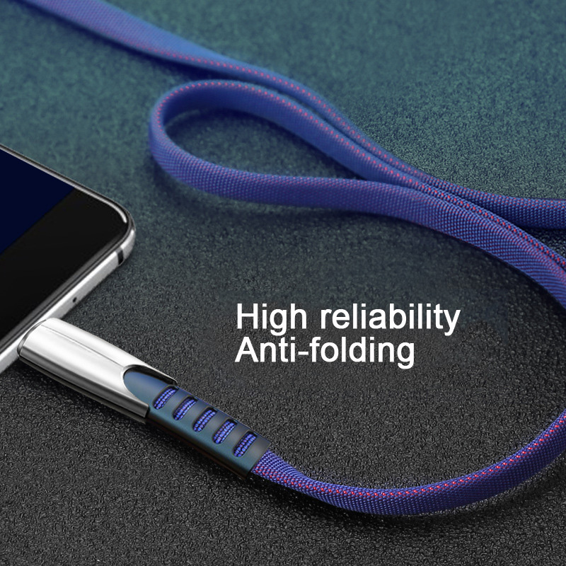 Wholesale Heavy Duty Zinc Alloy Flat Noodle Denim Sync Data Cable Charging Type C Micro USB Charger Cable