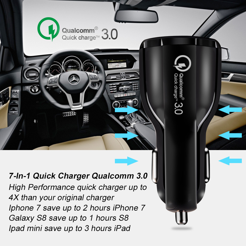 OEM 3.1A Portable Qualcomm Phone fast Charger 2 Port Usb Car Charger Quick Charge 3.0 Car Charger Dual usb