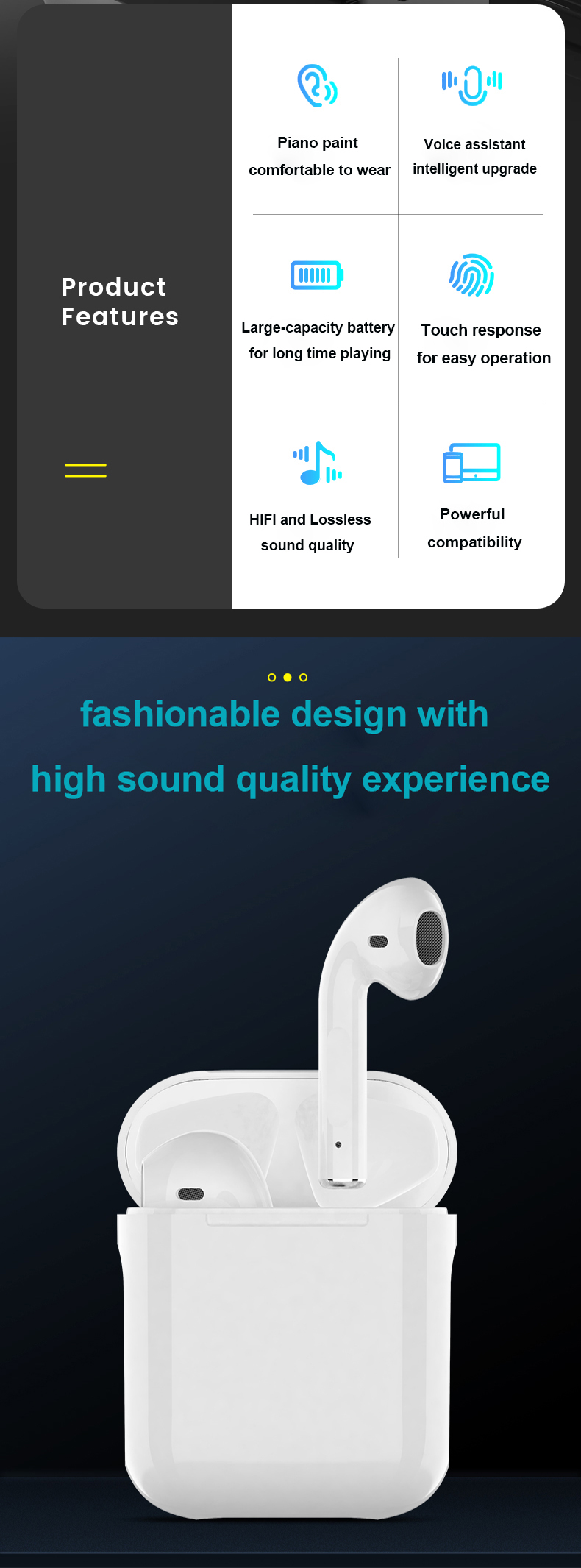 Blue tooth Earbuds TWS Blue tooth 5.0 Headset Hifi Stereo Wireless Earbud With Charging Case