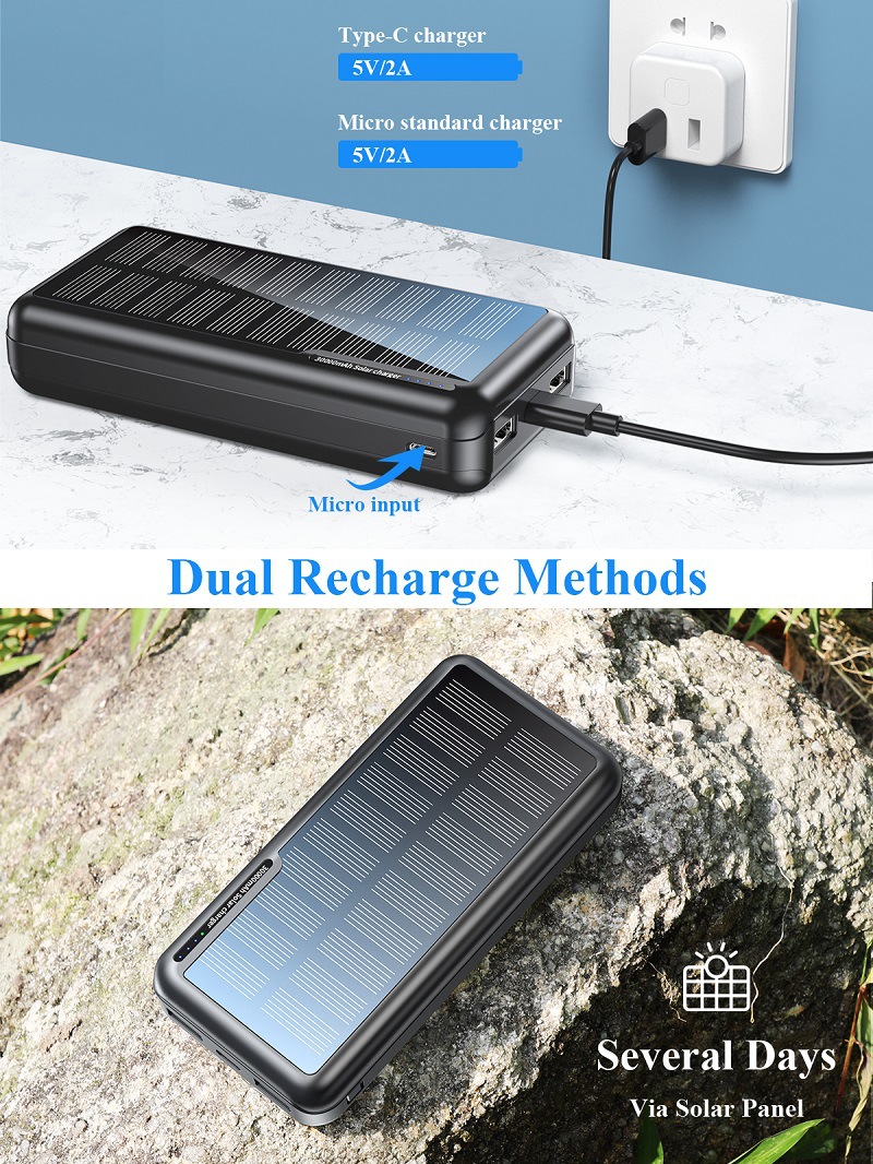 Wholesale Fast Charge Type C Solar Light Power Banks Portable Charger Business Power Bank Solar For Iphone 12