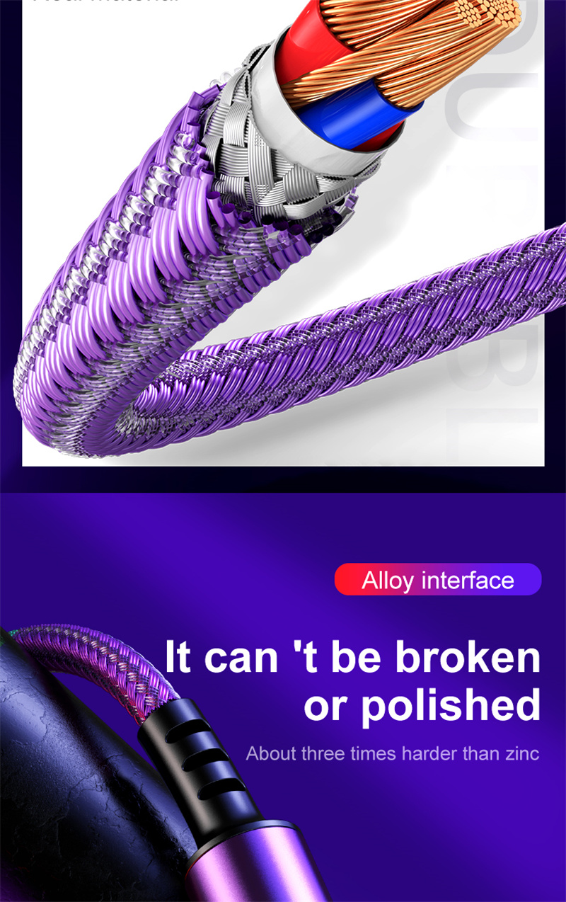 OEM Nylon Braided USB Cable Zinc Alloy Durable iOS USB Data Cable for iPhone