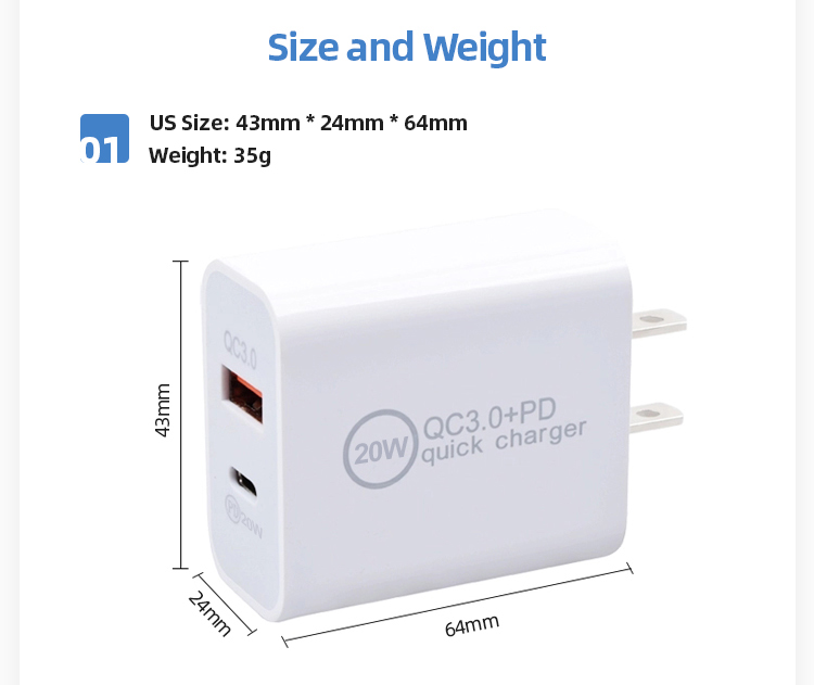 Wholesale 20W Travel Super Fast Charger Type C Power Adapter Brick QC3.0 18W Dual Port Multi Phone Charger Cable 20w Pd Charger