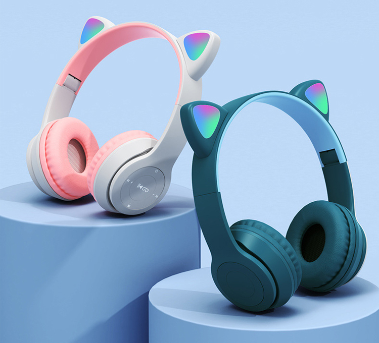 headphones bluetooth 5.0 wireless earphones girls the best mobile game cat ear headphones