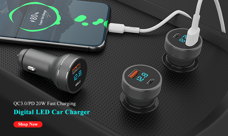 Fast Charging Aluminum alloy 2 port 54W type c Car Charger QC3.0 Car Usb Charger OEM for iphone samsung