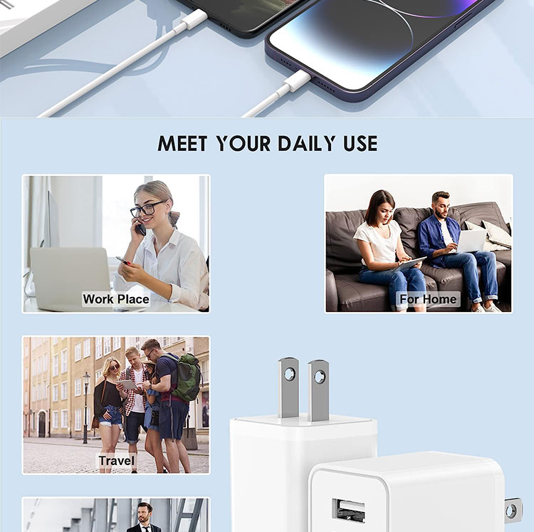 Fast Charging 5V 2.4A Dual USB Ports Mini Adapter US Plug Wall Charger for Phone