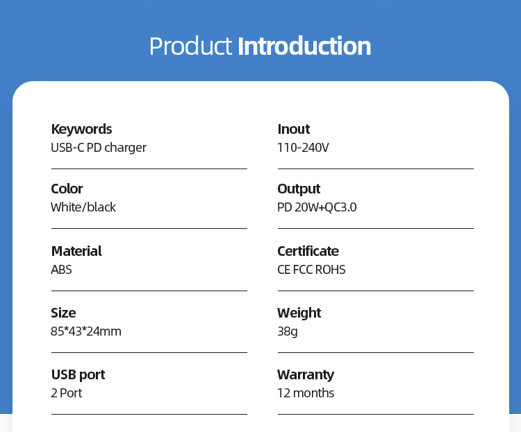 Wholesale 20W Travel Super Fast Charger Type C Power Adapter Brick QC3.0 18W Dual Port Multi Phone Charger Cable 20w Pd Charger