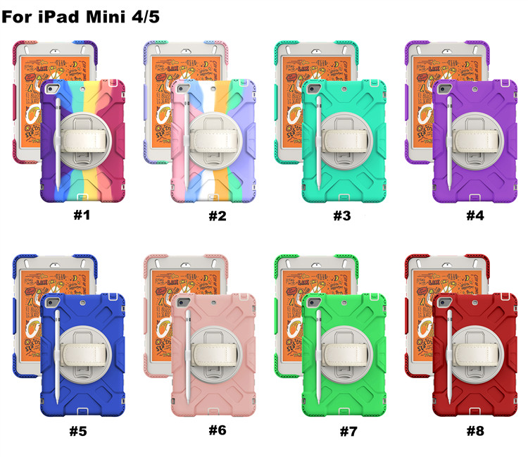 7.9 Inch Rainbow Shockproof Hand Strap Kickstand Tablet Cover For Ipad Mini 5 4 Case For Kids