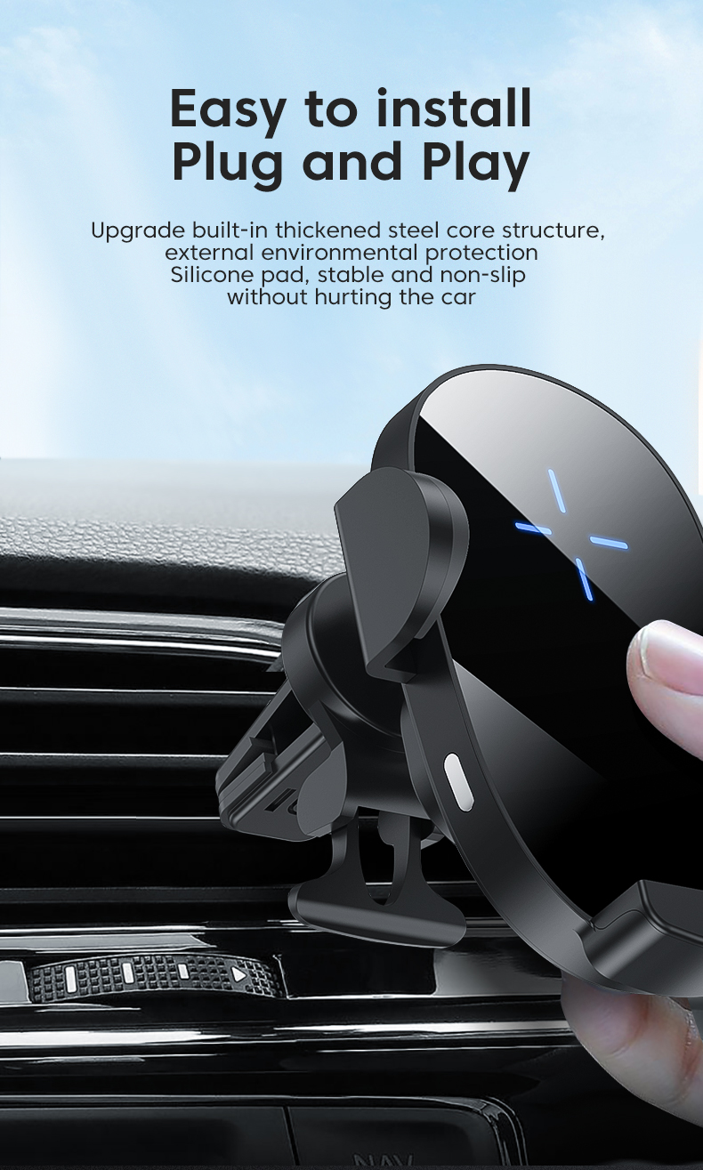 Smart Sensor Car Wireless Charger Qi Standard Vehicle-Mounted Wireless Charger 15W Wireless Car Bracket