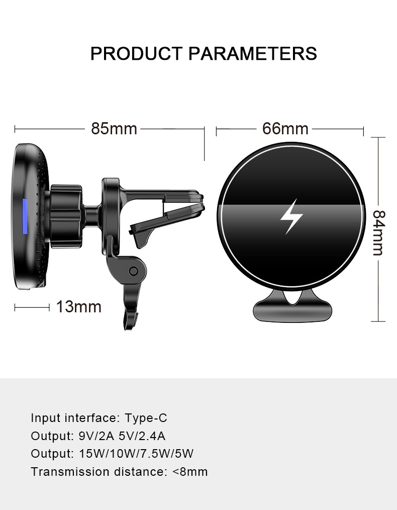 15W Qi Fast Charging Magnetic Wireless Car Mount Stand Charger For iPhone 12 13 Pro Max Mag safe With Phone Holder