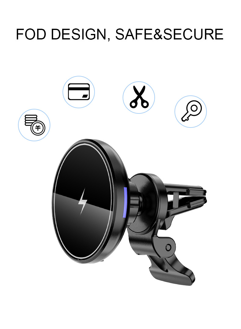 15W Qi Fast Charging Magnetic Wireless Car Mount Stand Charger For iPhone 12 13 Pro Max Mag safe With Phone Holder