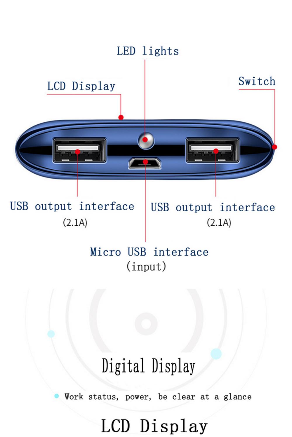 ultra slim 20000mah power banks portable mobile charger power bank