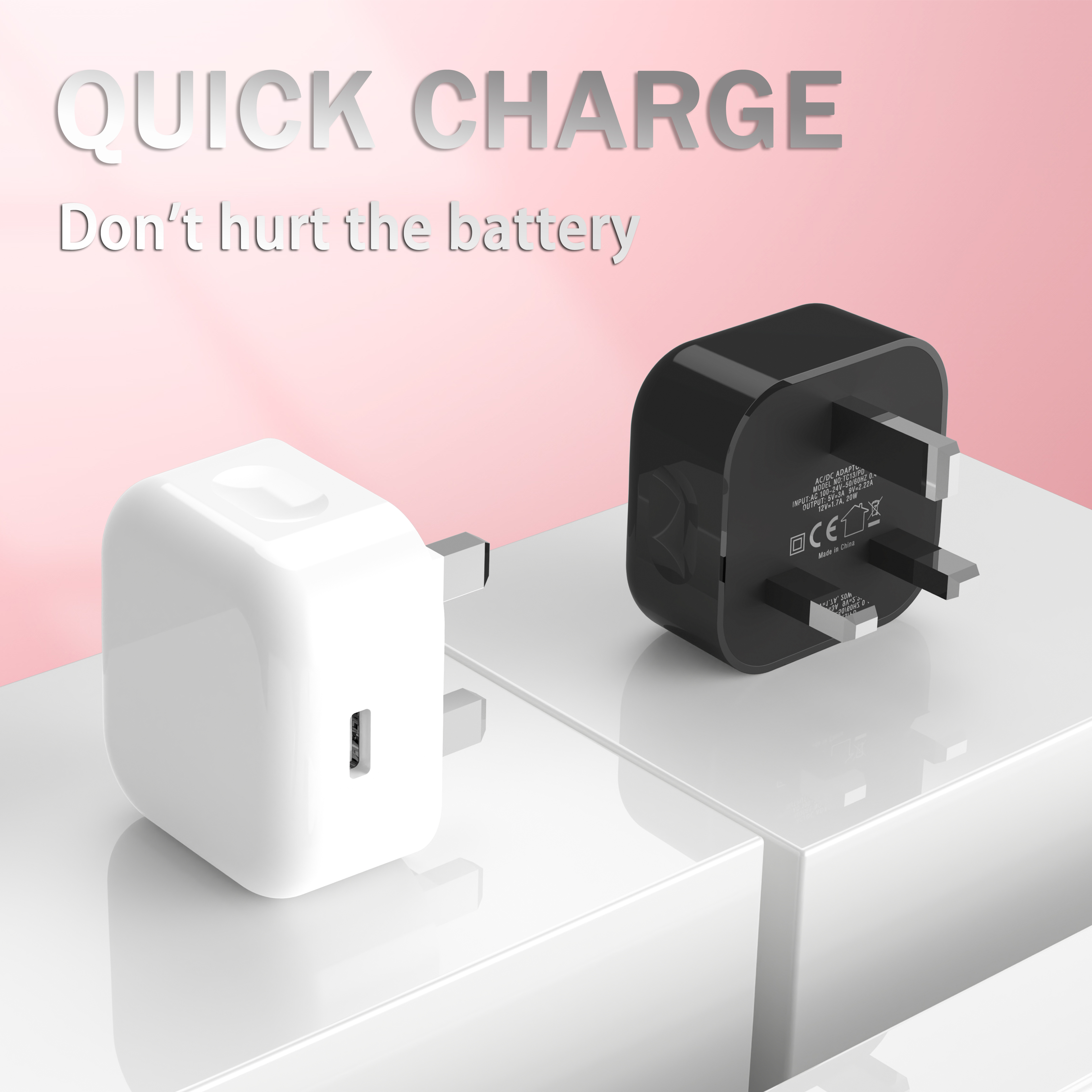 Best Selling PD Wall Charger UK Plug UKCA 20W PD Power Adapter Type-C PD3.0 Quick Charge Travel Super Fast Wall Charger