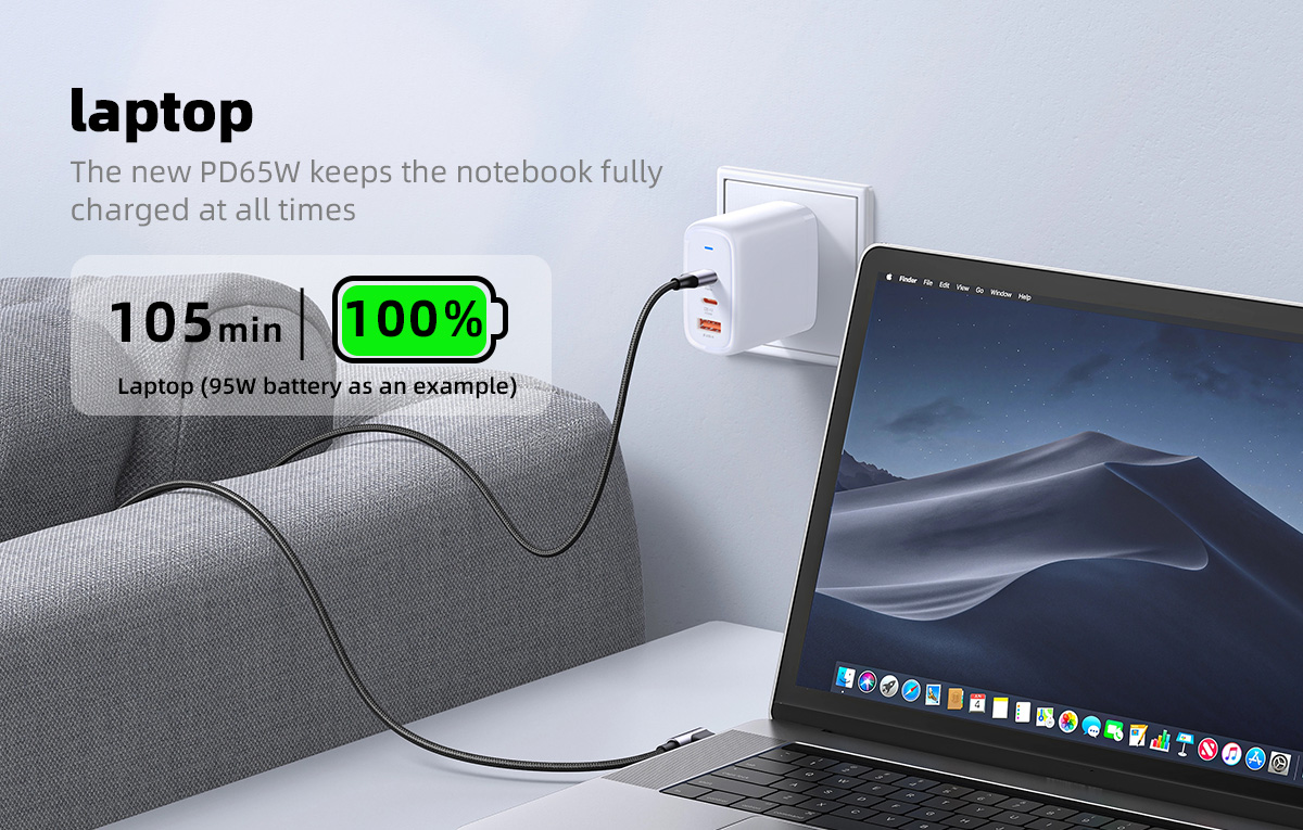 OEM ODM Electric mobile Fast charger adapter US EU UK 65w Gan charger For laptop for apple for samsung