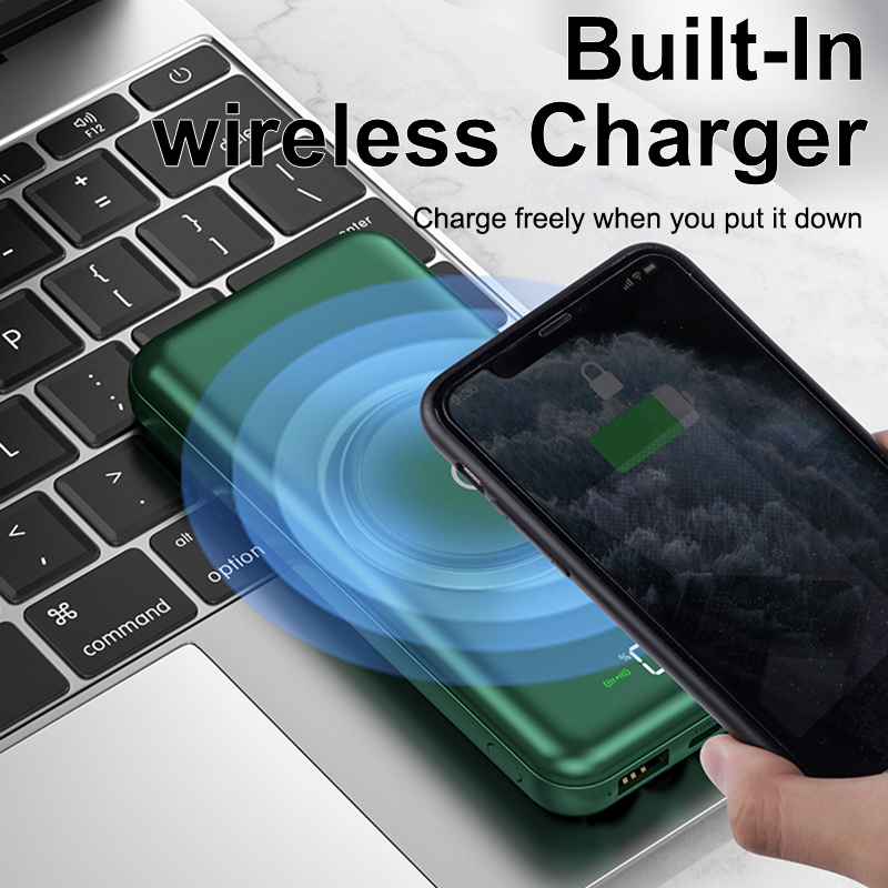 10000mah wireless power bank built in cable ultra thin portable charger power bank for iphone 14  13 11 12 for samsung S20