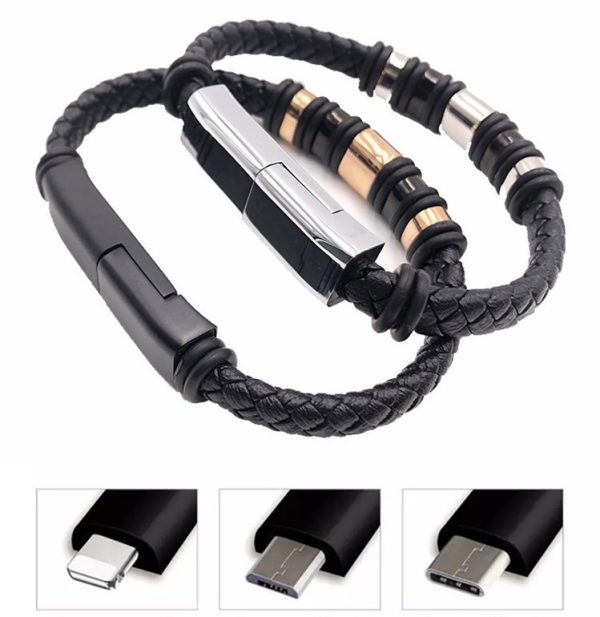 Braided Leather Data Cable Type-C Android Charging Sport Wristband USB Charger Bracelets - Image 6